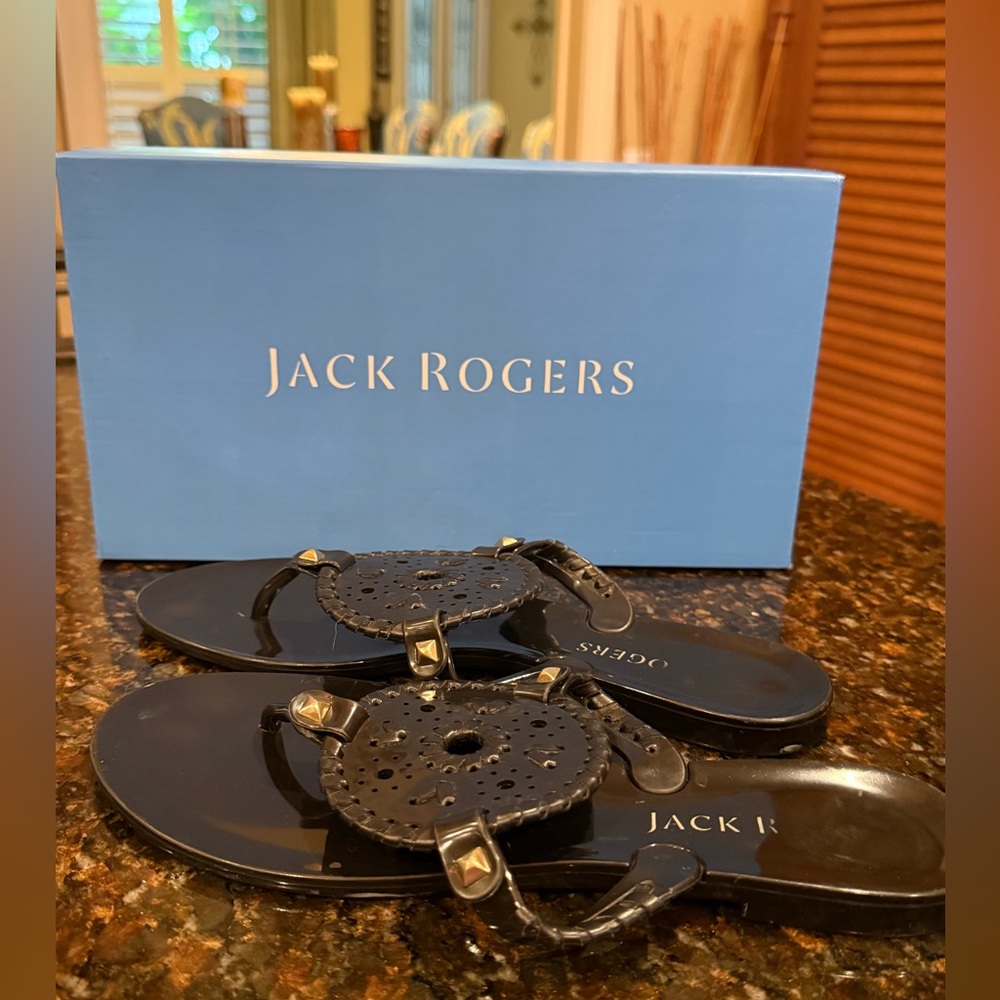 Jack Rogers Georgica Jelly Sandals Black-Size 8
